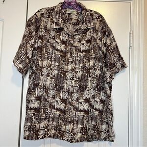 Caribbean Men's Silk Blend Short-Sleeve Camp Hawaian Shirt, XL